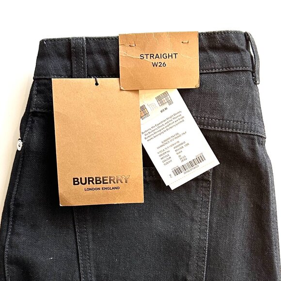 BURBERRY Mid-Rise Straight Leg Denim Pants With Roundel Logo In Black - Size 26 - Picture 4 of 8